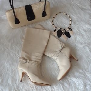 70's-80's Vintage Cream Leather Boots